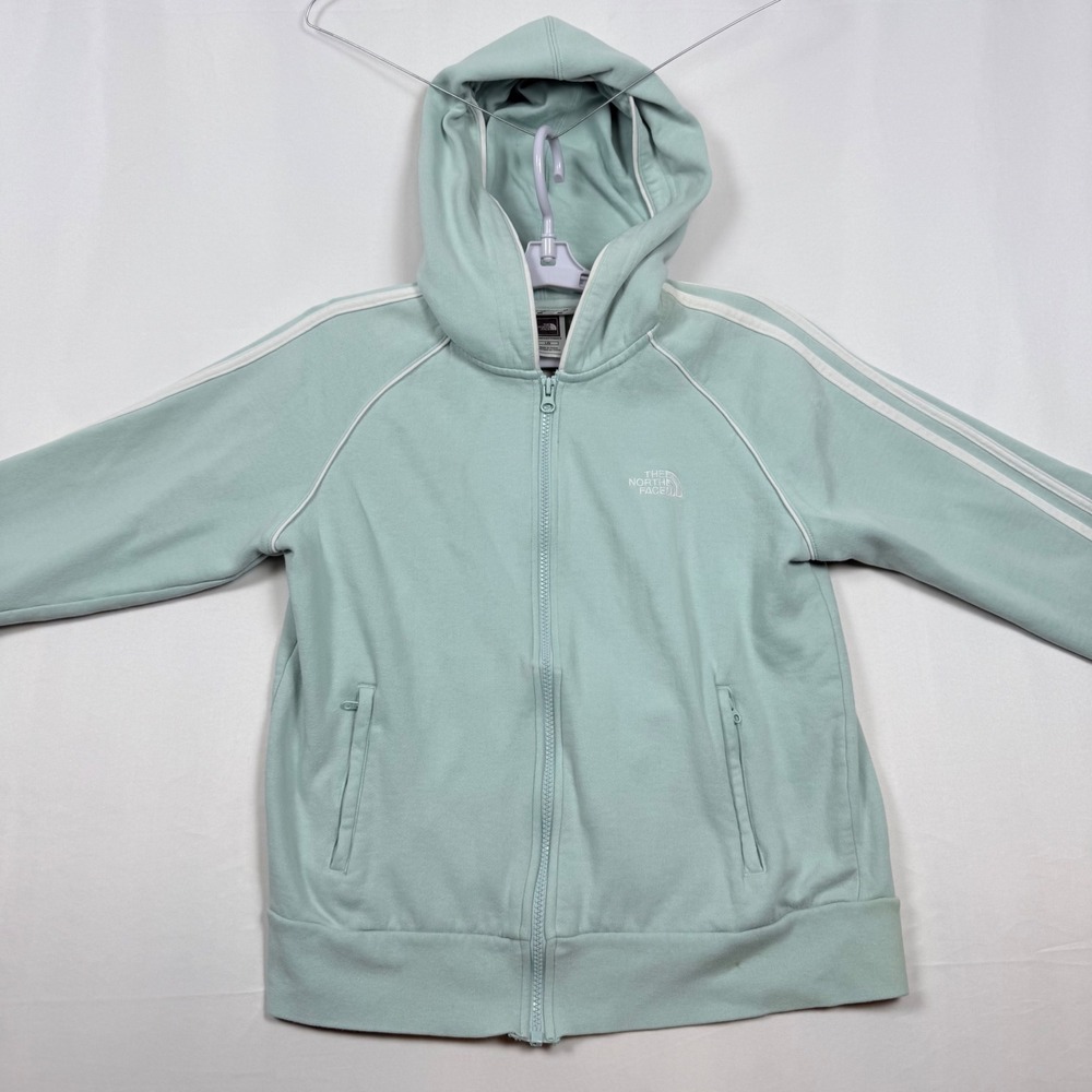 The North Face Womens Full Zip Hoodie Jacket Striped Light Green Size Large